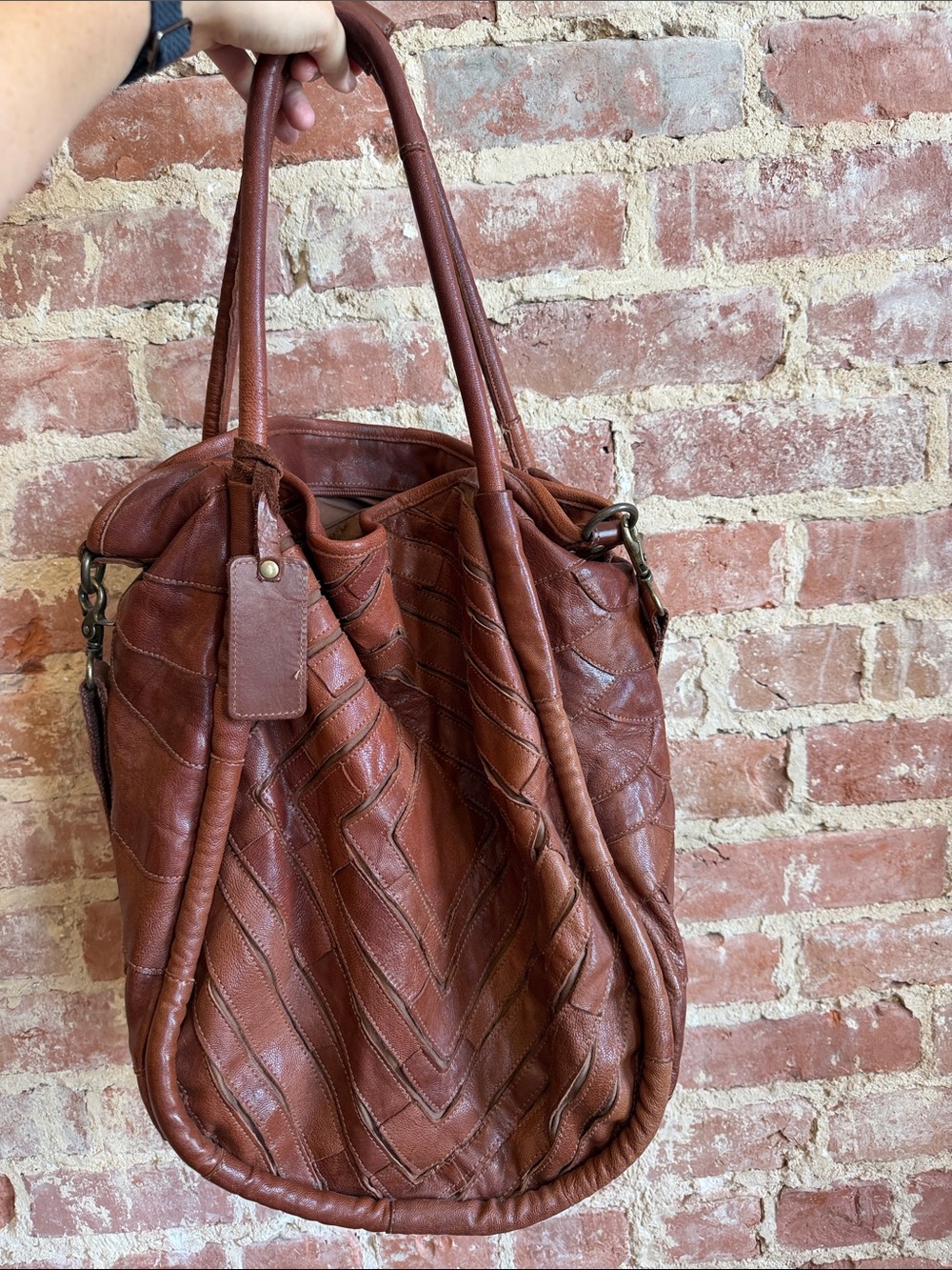 Monserat De Lucca Chestnut Brown Leather Tote